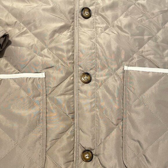 NWT Quilted Barn Jacket Reversible Sabrina Lauren Women's XL Tan + White Print - Picture 6 of 6